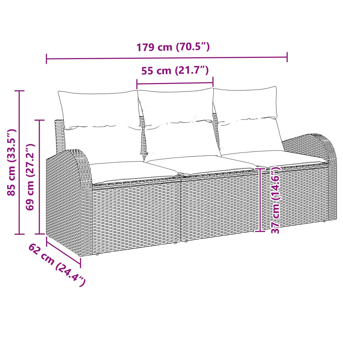 vidaXL Tuin Sofa Set Bruin poly rattan