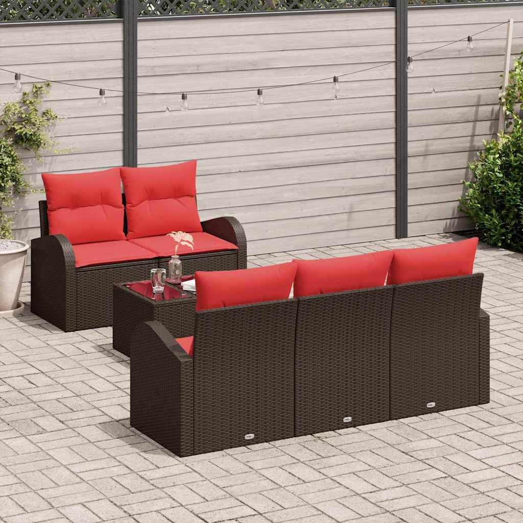 vidaXL Bankstel met kussen 6 pcs Bruin Polyester