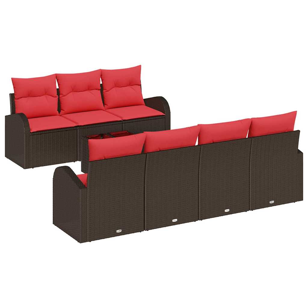 vidaXL Bankstel 8 pcs Bruin en Rood Polyester