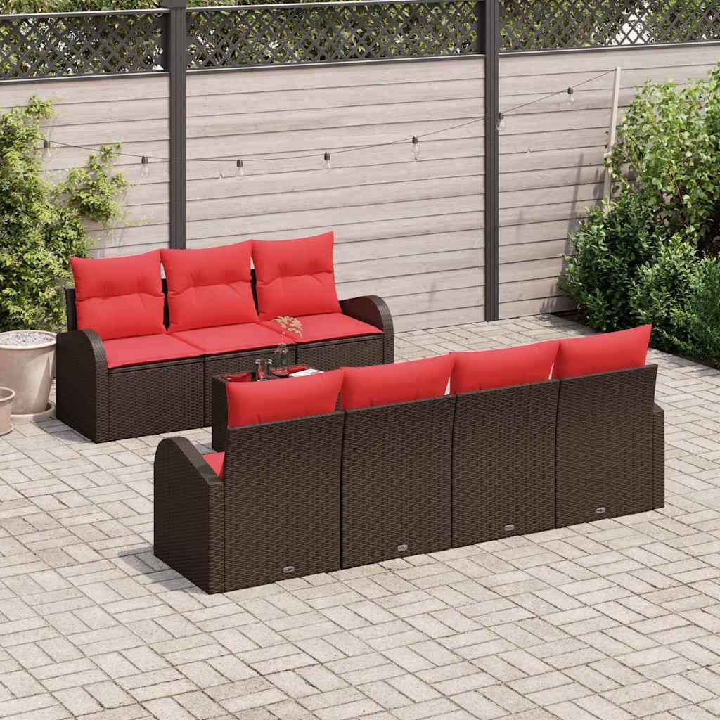 vidaXL Bankstel 8 pcs Bruin en Rood Polyester