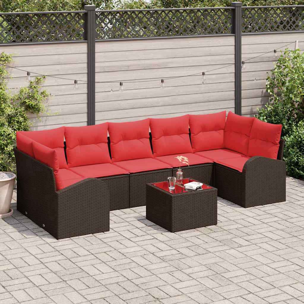 vidaXL Tuin Sofa Set Bruin en Rood 55 x 55 x 37 cm poly rattan