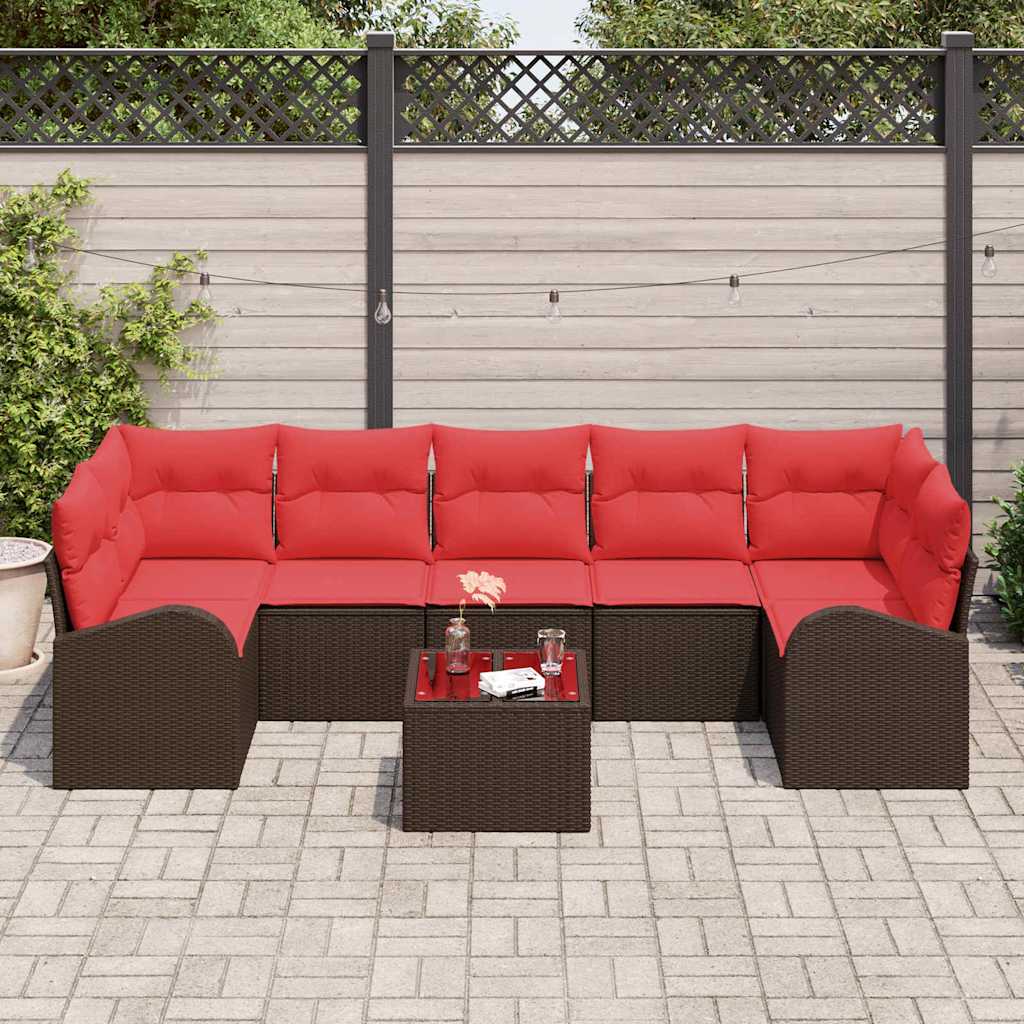 vidaXL Tuin Sofa Set Bruin en Rood 55 x 55 x 37 cm poly rattan