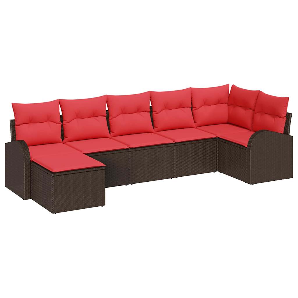vidaXL Tuin Sofa Set met kussen 7 pcs Bruin Poly riet