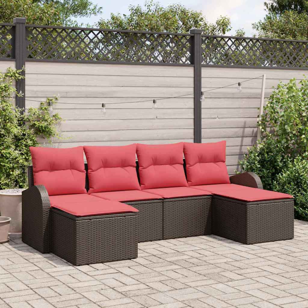 vidaXL Tuin Sofa Set met kussen 6 pcs Bruin Poly Rattan
