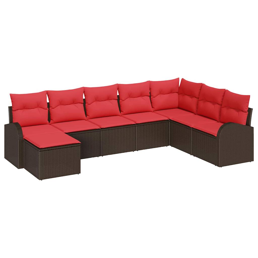 vidaXL Tuin Sofa Set 8 pcs Bruin Poly riet