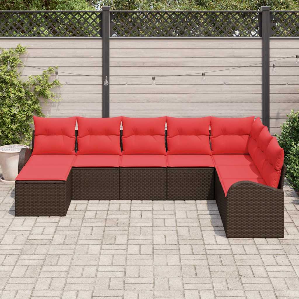 vidaXL Tuin Sofa Set 8 pcs Bruin Poly riet