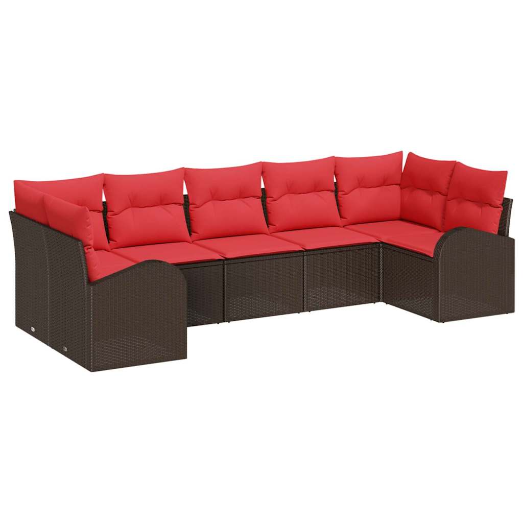 vidaXL Tuin Sofa Set met kussen 7 pcs Bruin Poly Rattan