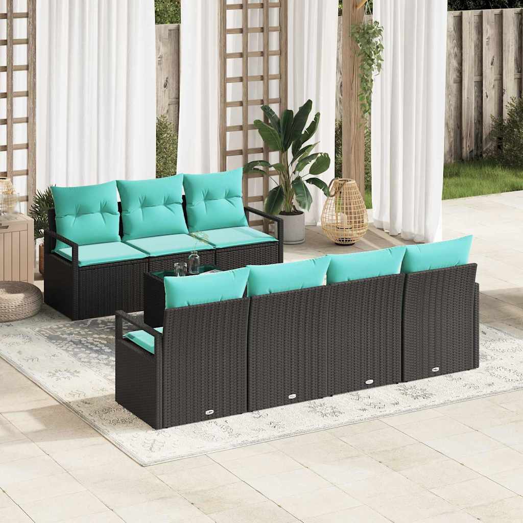 vidaXL Bankstel met kussen 8 pcs Bruin en Rood poly rattan