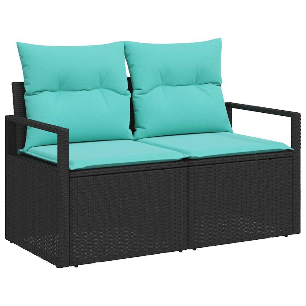 vidaXL Bankstel met kussen 9 pcs Bruin en Rood poly rattan