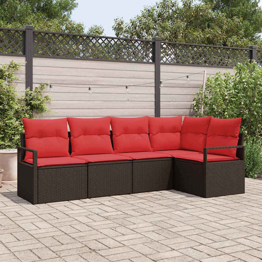 vidaXL Bankstel 5 pcs Bruin poly rattan