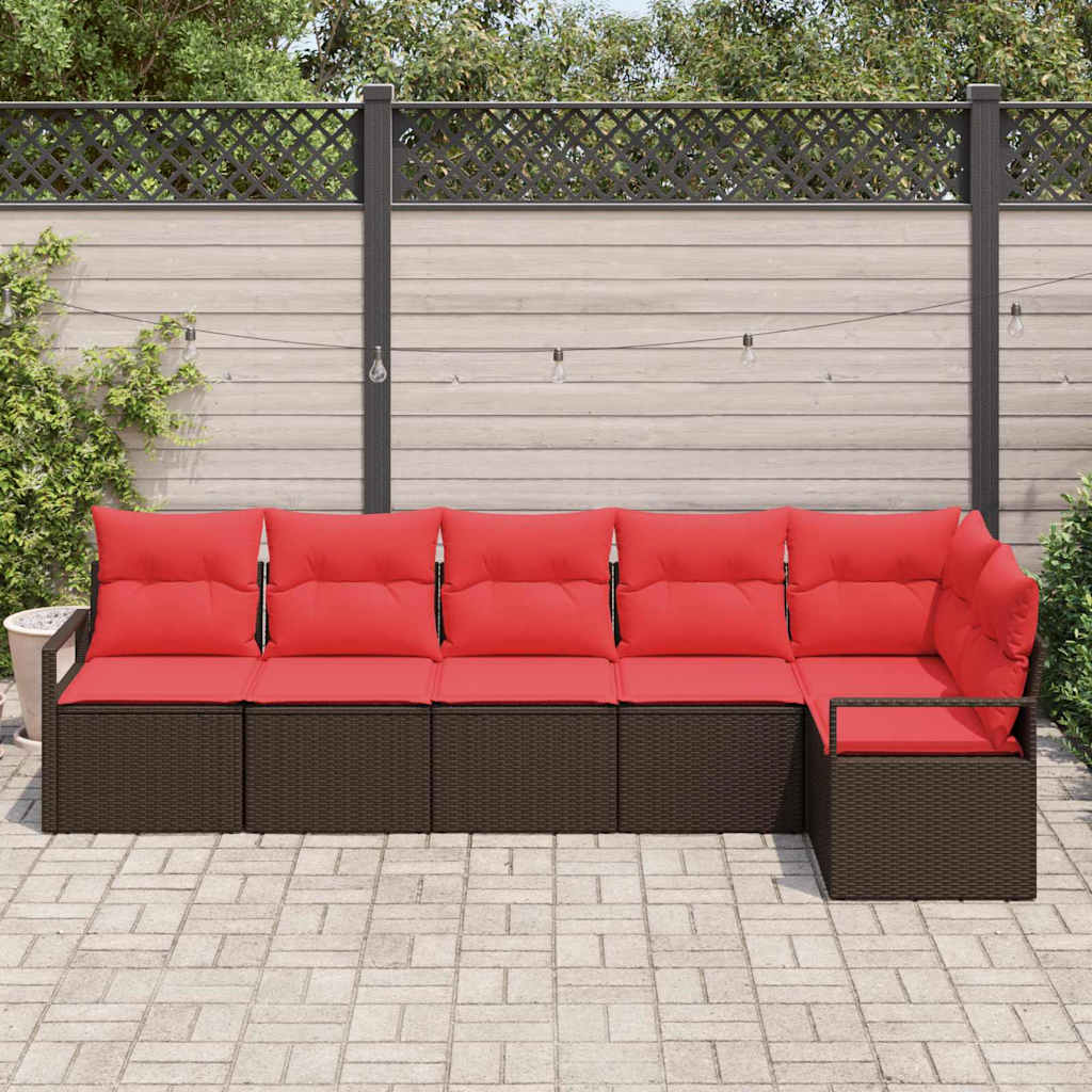 vidaXL Bankstel 6 pcs Bruin poly rattan