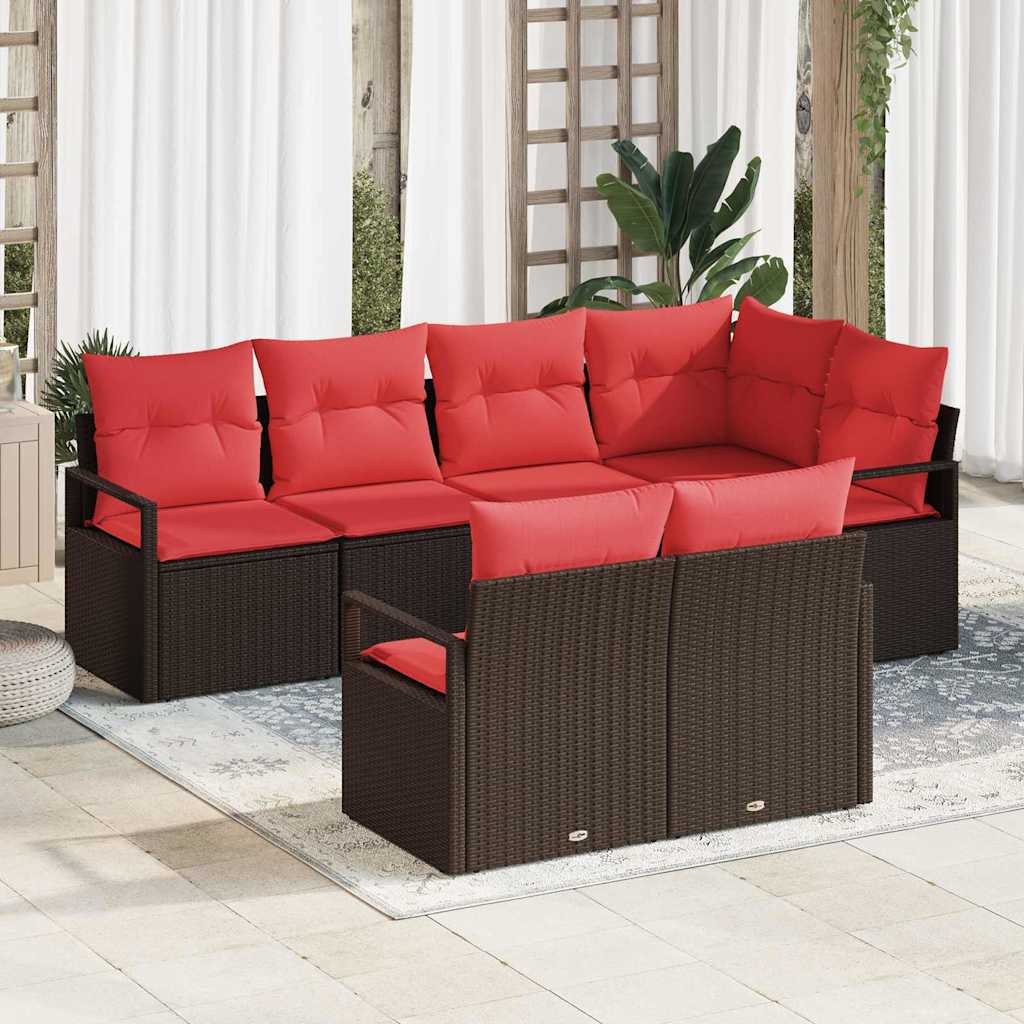 vidaXL Bankstel 7 pcs Bruin poly rattan
