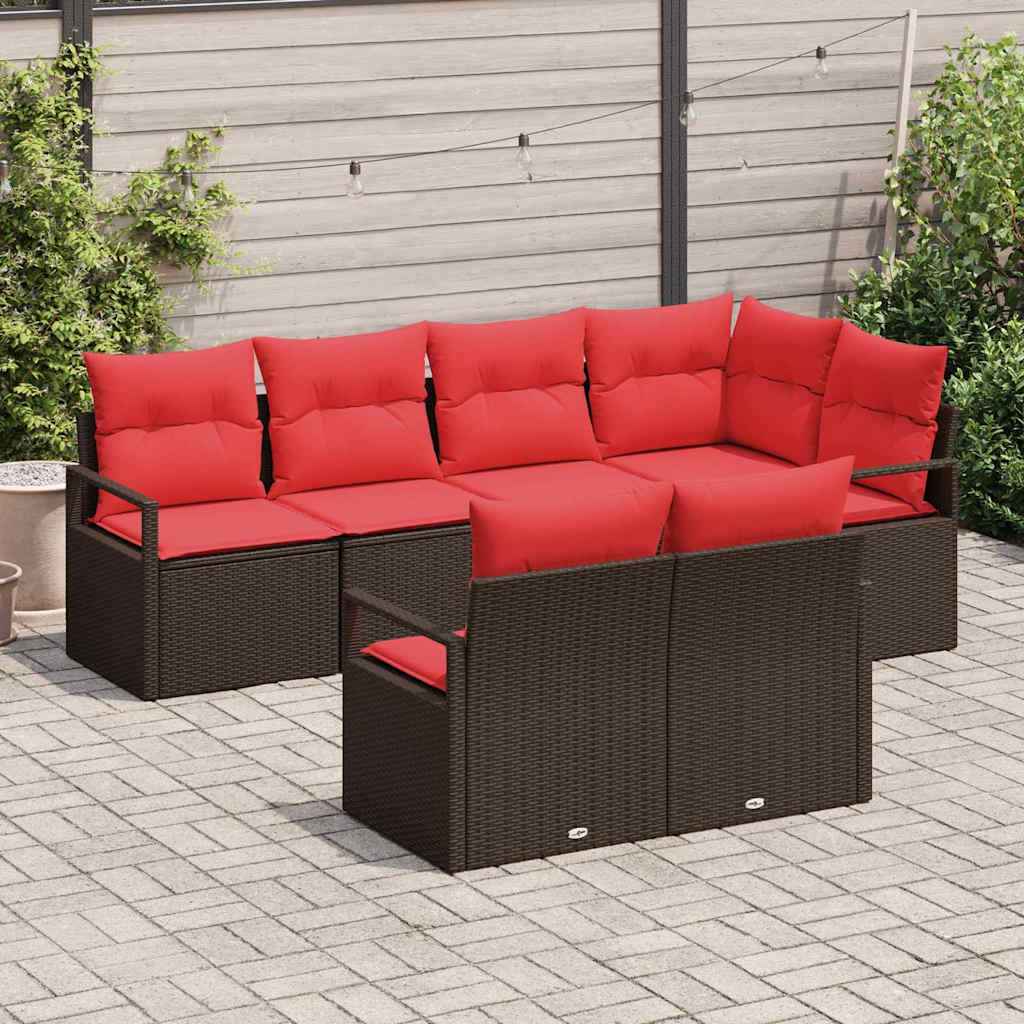 vidaXL Bankstel 7 pcs Bruin poly rattan