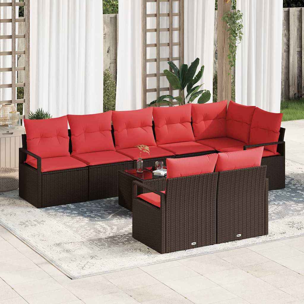 vidaXL Bankstel 8 pcs Bruin poly rattan