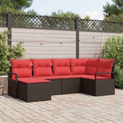vidaXL Bankstel met kussen 6 pcs Bruin poly rattan