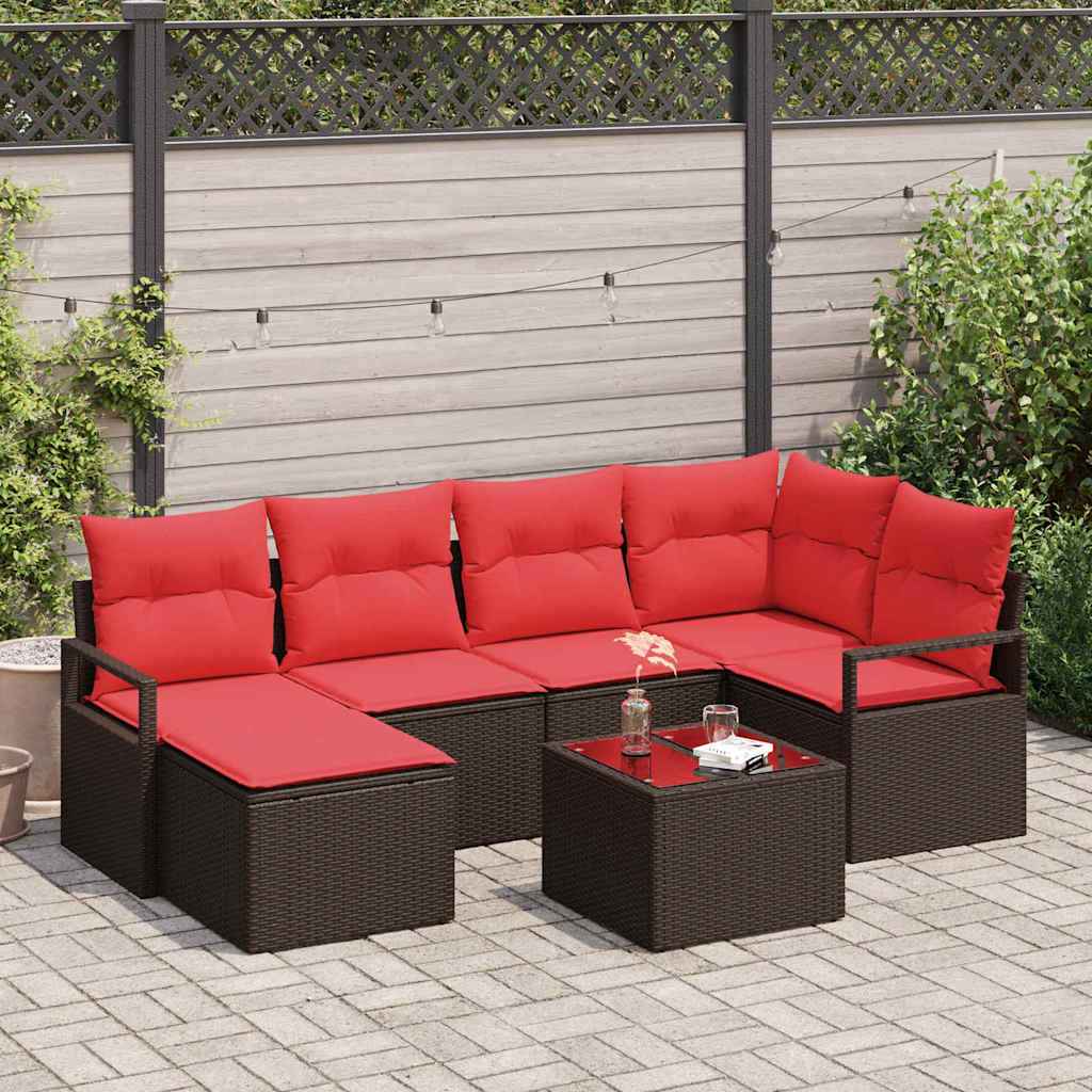 vidaXL Bankstel met kussen 6 pcs Bruin poly rattan