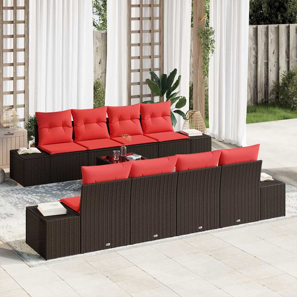 vidaXL Tuin Sofa Set met kussen 9 pcs Bruin poly rattan