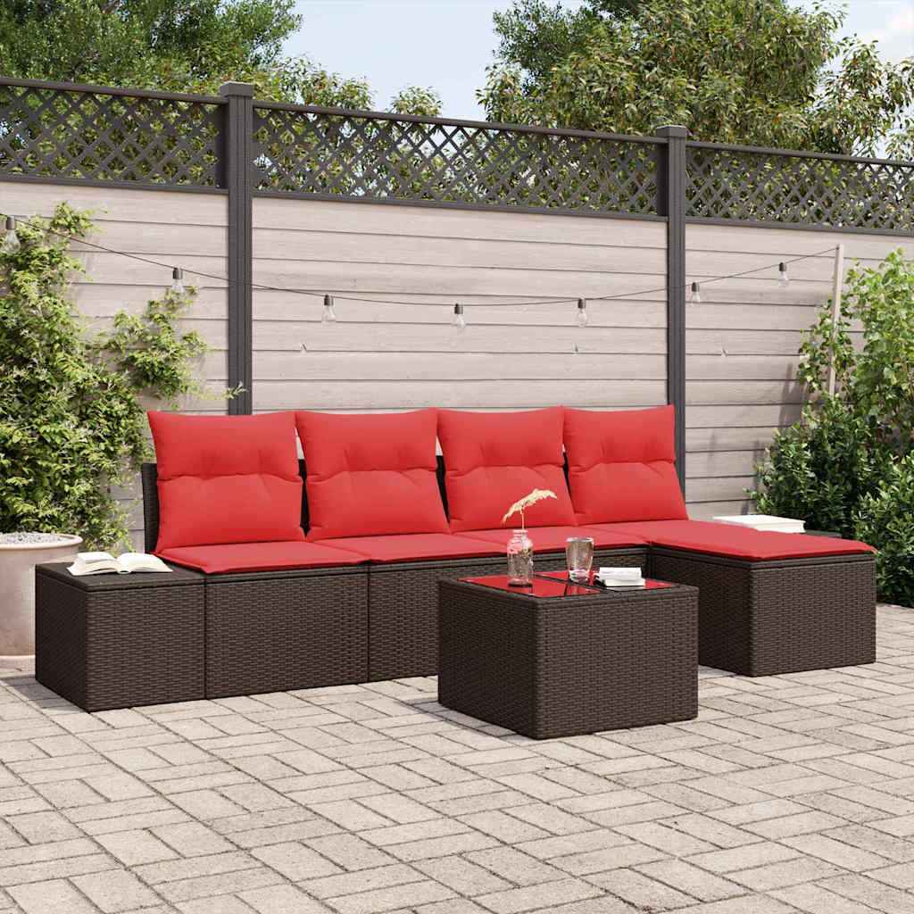 vidaXL Tuin Sofa Set met kussen 5 pcs Bruin poly rattan
