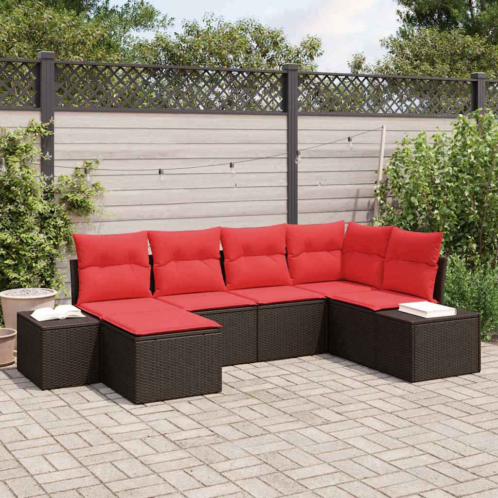 vidaXL Tuin Sofa Set met kussen 6 pcs Bruin poly rattan