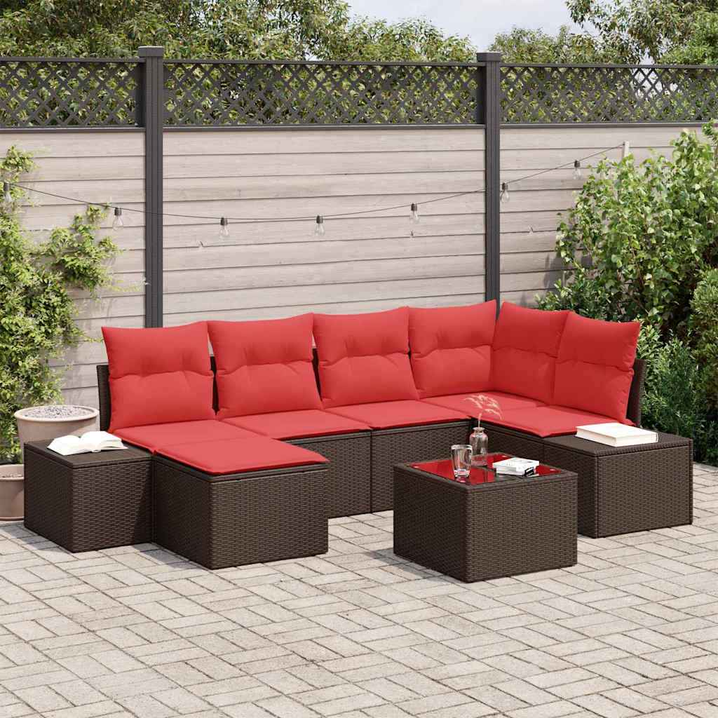 vidaXL Tuin Sofa Set met kussen 6 pcs Bruin poly rattan