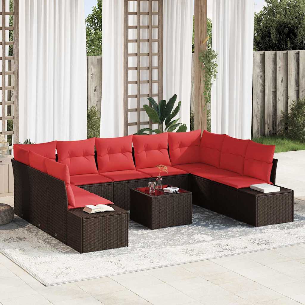 vidaXL Tuin Sofa Set met kussen 9 pcs Bruin poly rattan