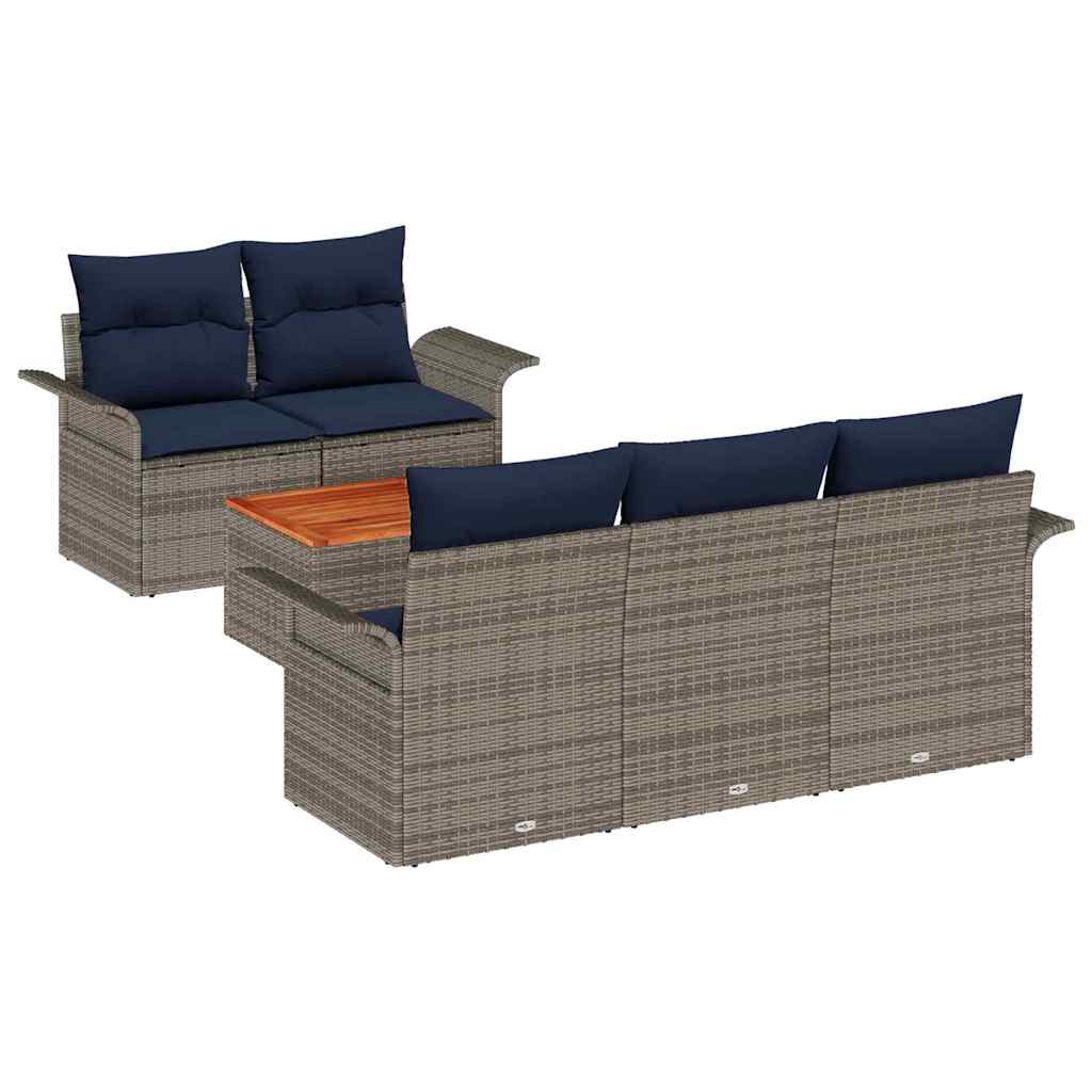 vidaXL Tuinbankenset met kussen 6 pcs Zwart poly rattan