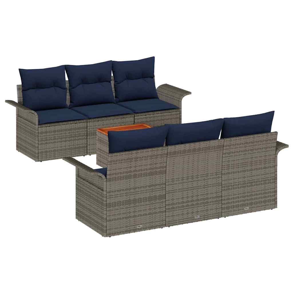 vidaXL Tuinbankenset met kussen 7 pcs Zwart poly rattan