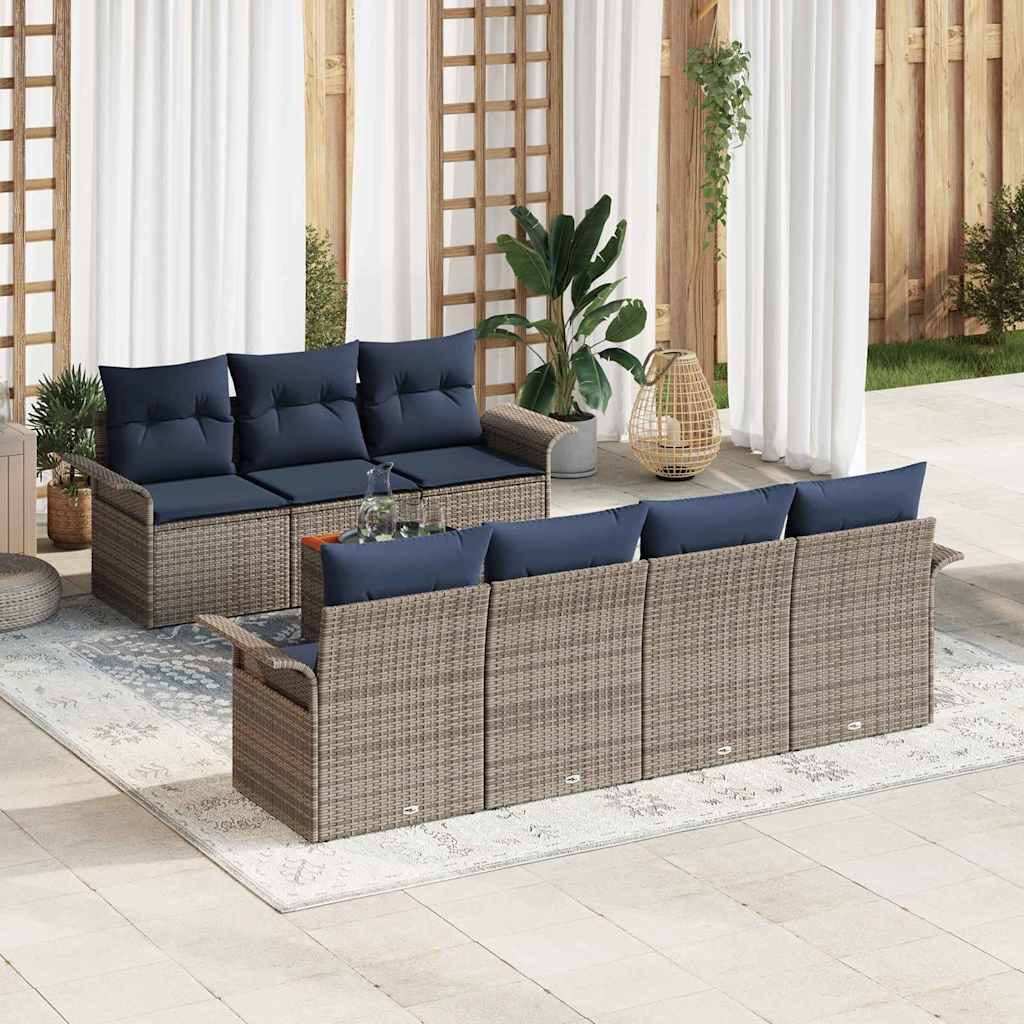 vidaXL Tuinbankenset met kussen 8 pcs Zwart poly rattan