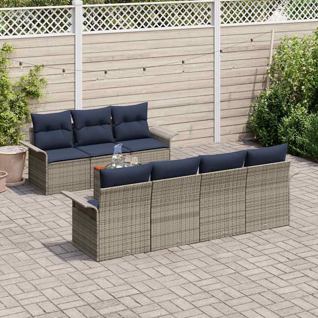 vidaXL Tuinbankenset met kussen 8 pcs Zwart poly rattan