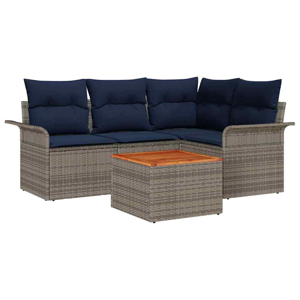 vidaXL Tuinbankenset met kussen 5 pcs Zwart poly rattan