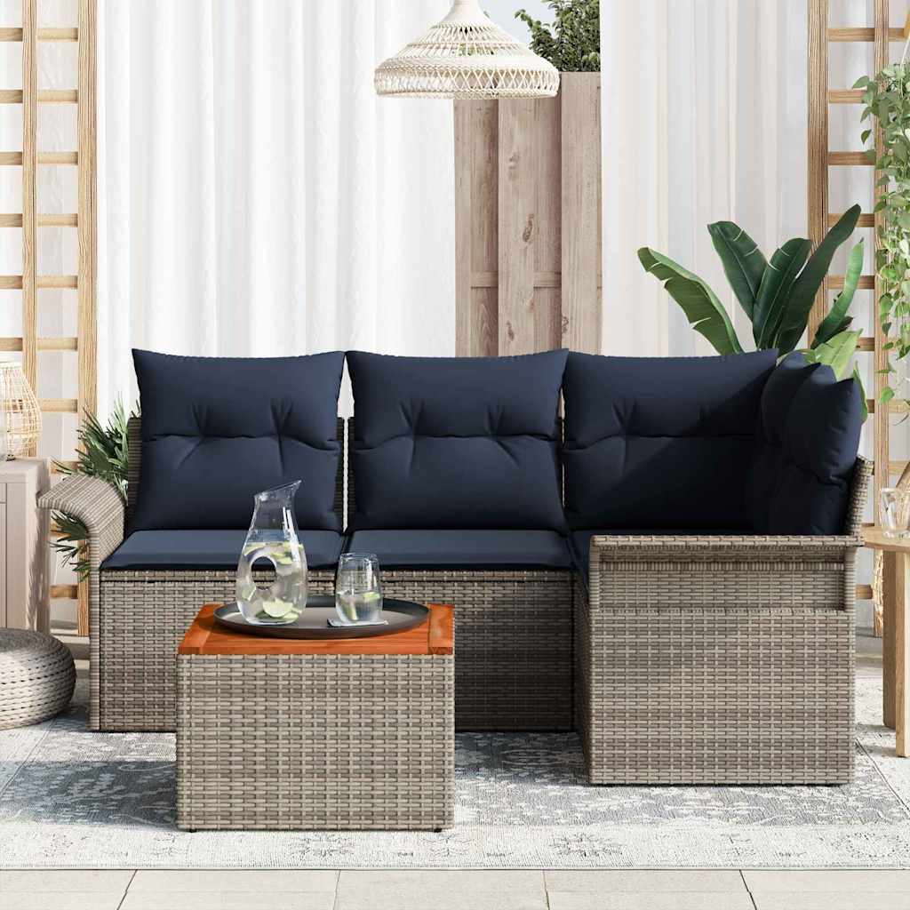 vidaXL Tuinbankenset met kussen 5 pcs Zwart poly rattan