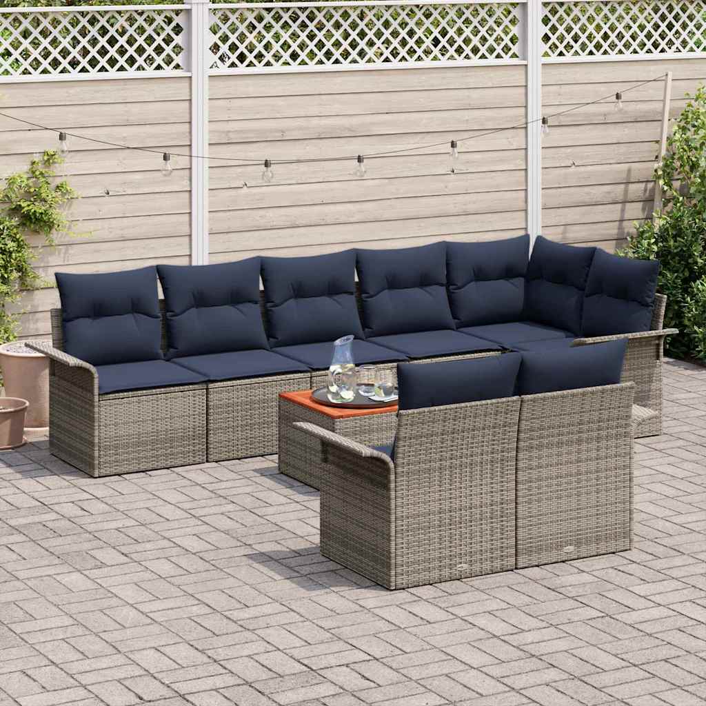 vidaXL Tuinbankenset met kussen 9 pcs Zwart poly rattan