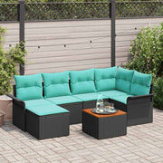 vidaXL Tuinbankenset met kussen 7 pcs Zwart poly rattan