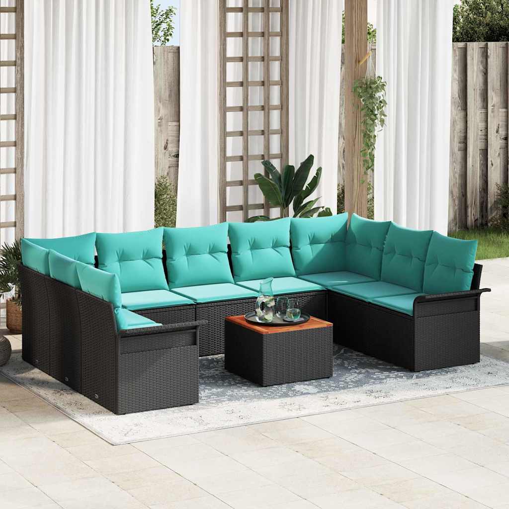 vidaXL Tuinbankenset met kussen 10 pcs Grijs poly rattan
