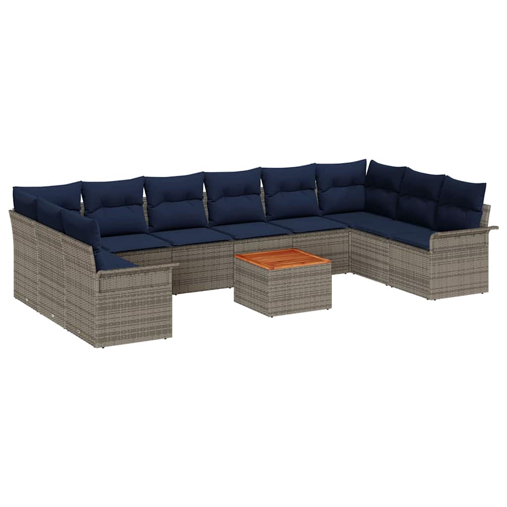 vidaXL Tuinbankenset met kussen 11 pcs Zwart poly rattan