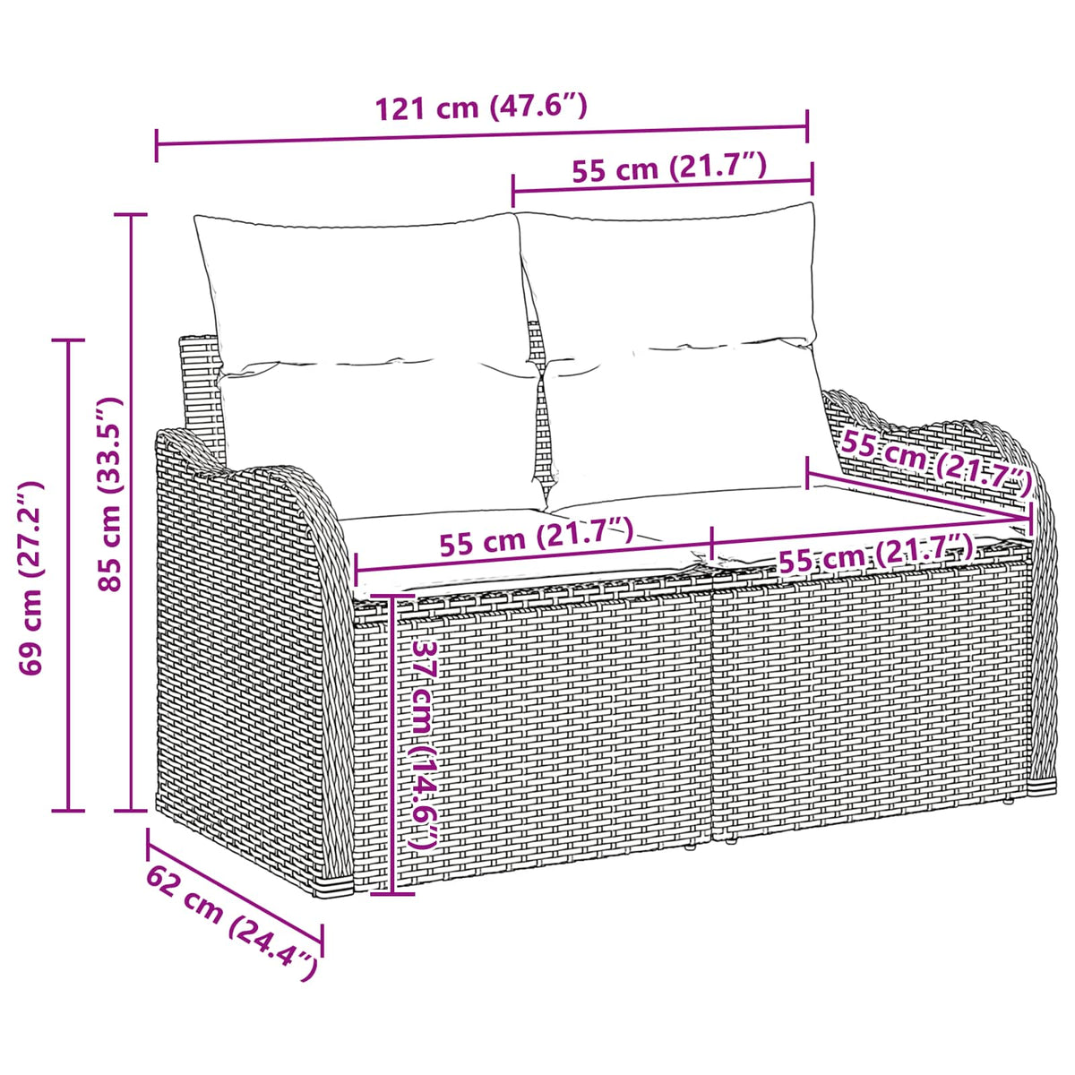 vidaXL Tuinbankenset 8 st Grijs poly rattan