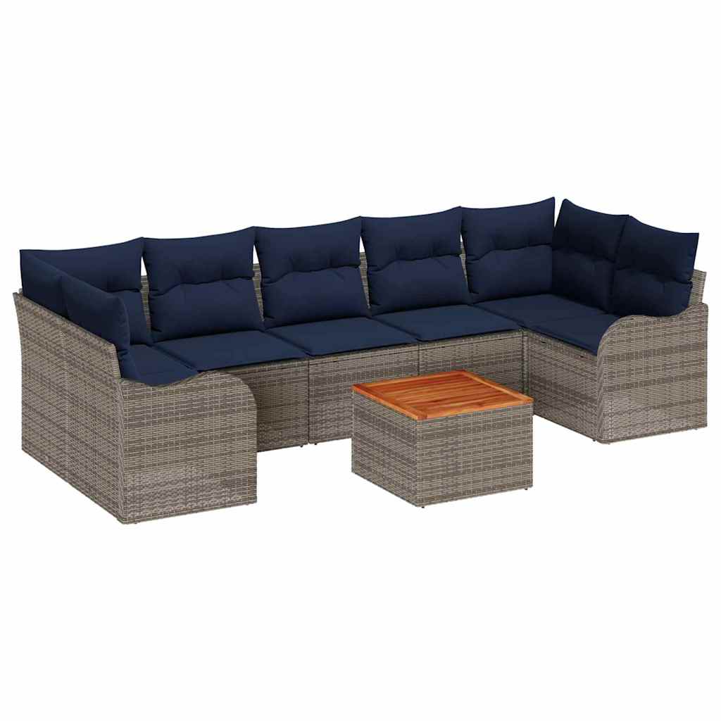 vidaXL Tuinbankenset 8 st Grijs poly rattan