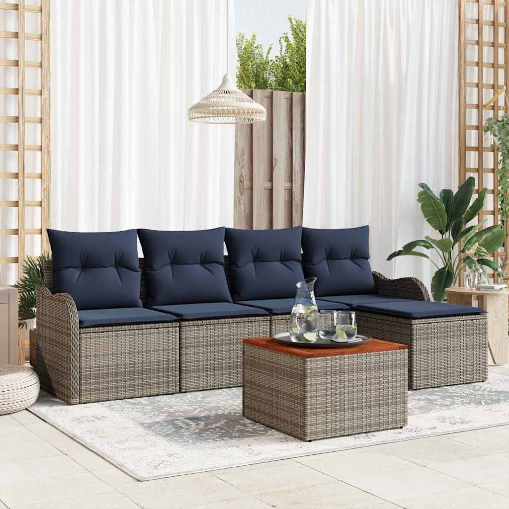 vidaXL Tuinbankenset 6 st Grijs poly rattan