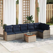 vidaXL Tuinbankenset 7 st Grijs poly rattan