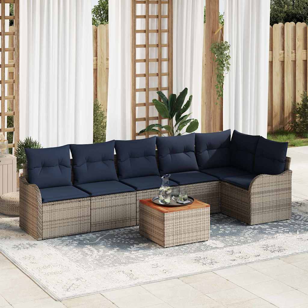 vidaXL Tuinbankenset 7 st Grijs poly rattan
