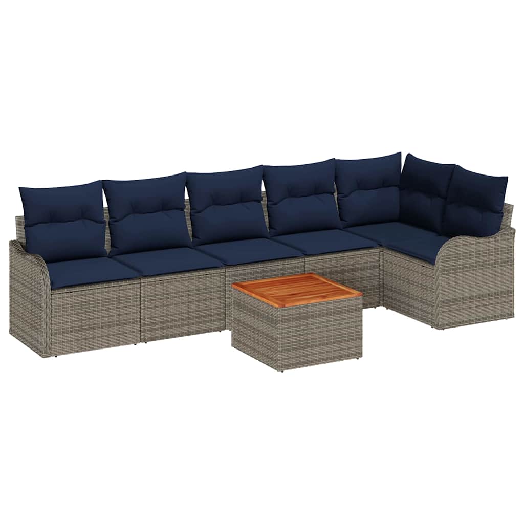 vidaXL Tuinbankenset 7 st Grijs poly rattan