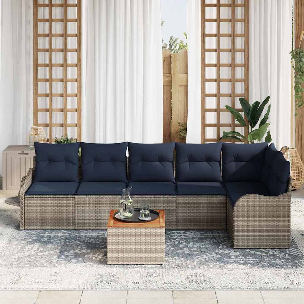 vidaXL Tuinbankenset 7 st Grijs poly rattan