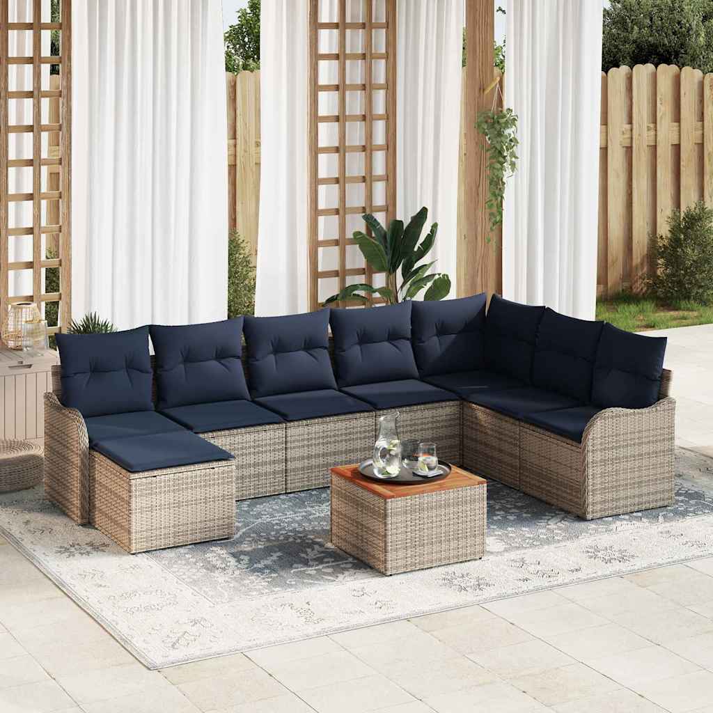 vidaXL Tuinbankenset 9 st Grijs poly rattan