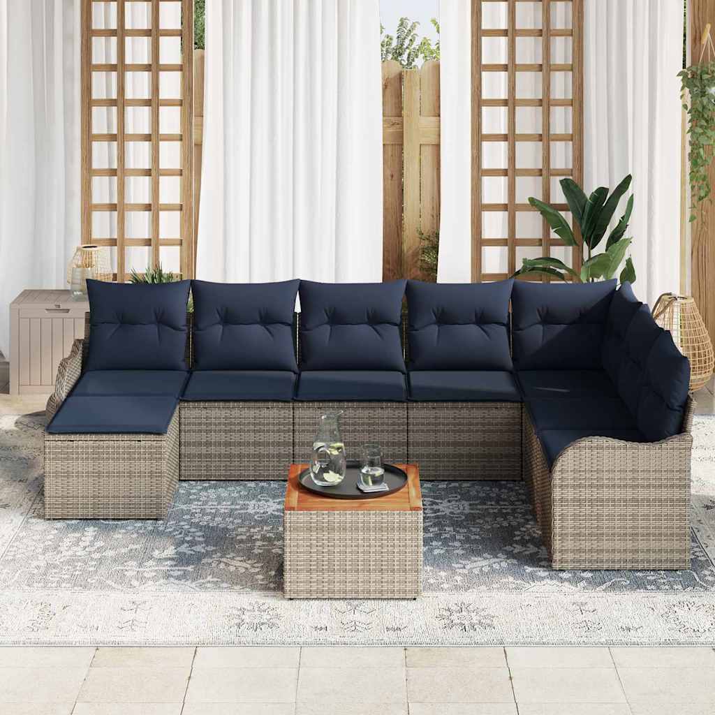 vidaXL Tuinbankenset 9 st Grijs poly rattan