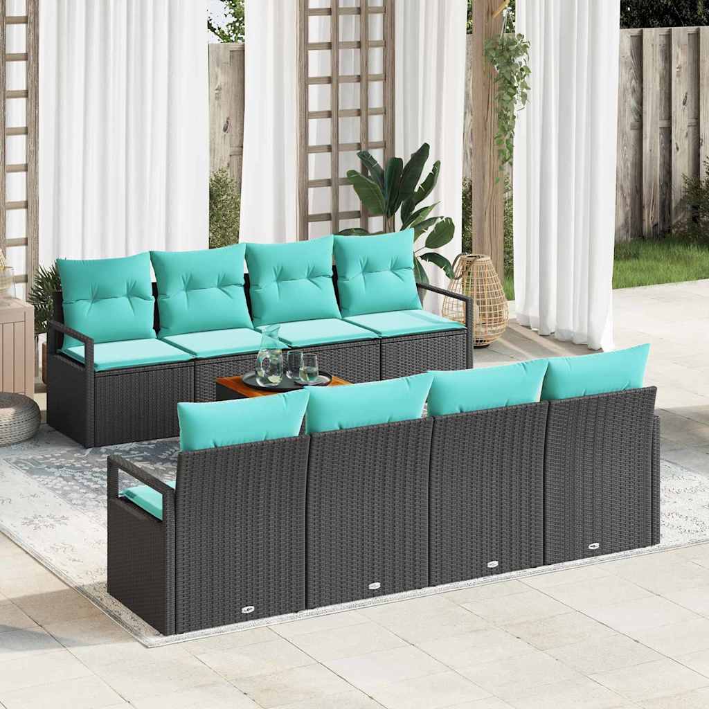 vidaXL Tuinbankenset met kussen 9 pcs Grijs poly rattan