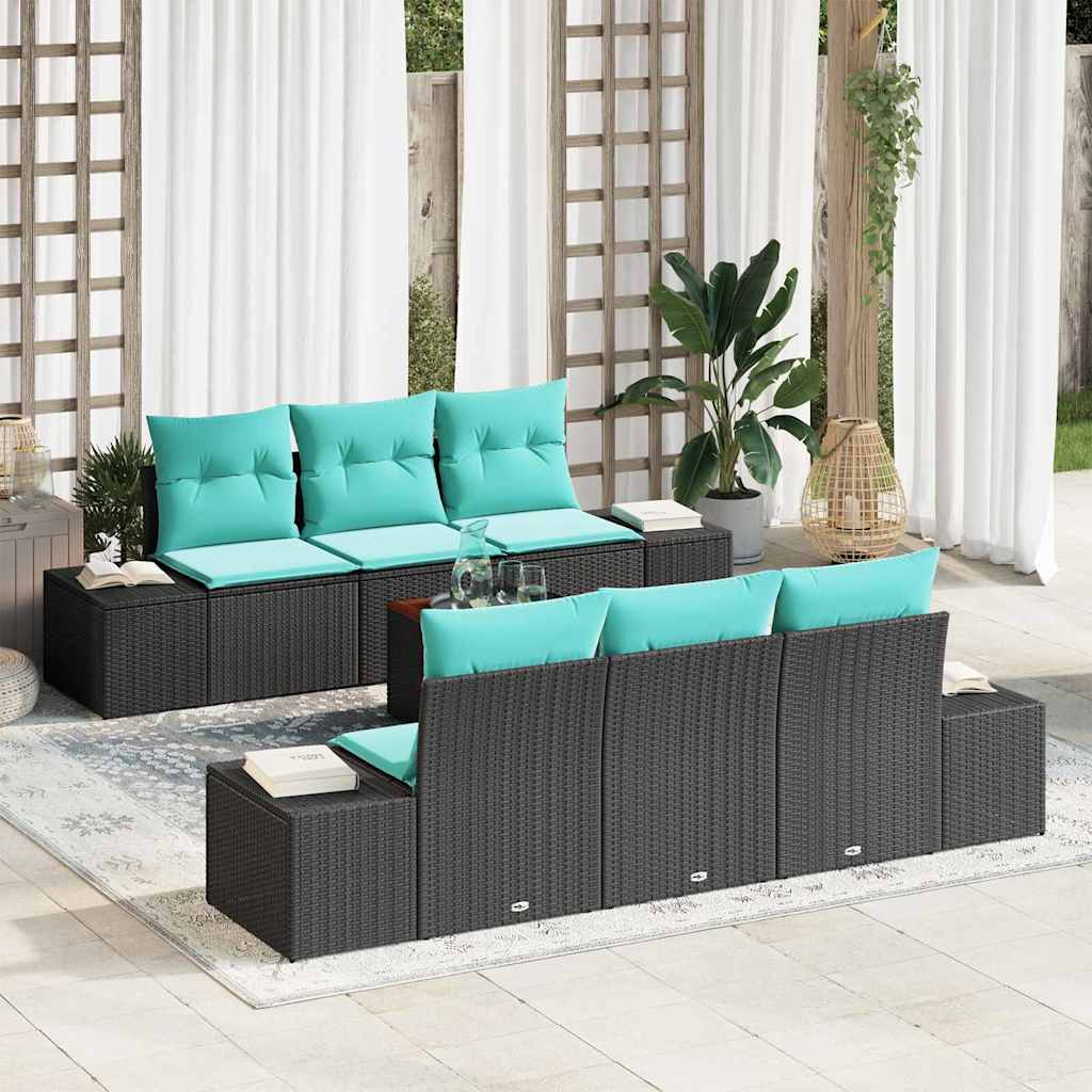 vidaXL Tuinbankenset 7 st Zwart poly rattan