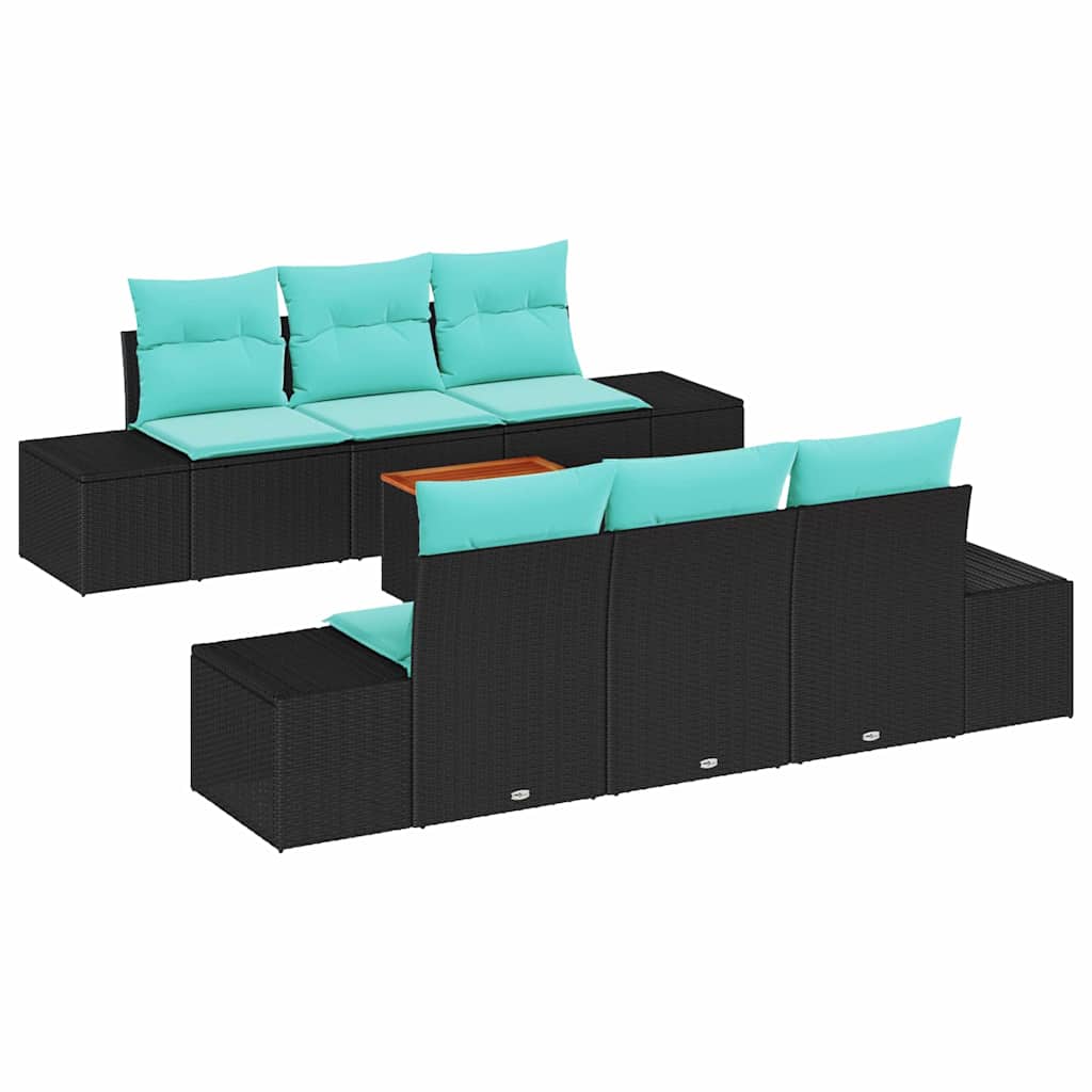 vidaXL Tuinbankenset 7 st Zwart poly rattan