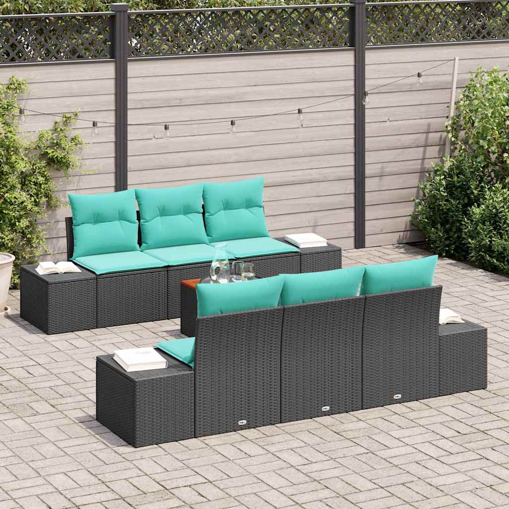vidaXL Tuinbankenset 7 st Zwart poly rattan