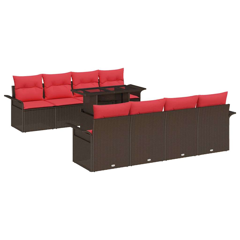 vidaXL Tuin Sofa Set met kussen 9 pcs Zwart Poly riet