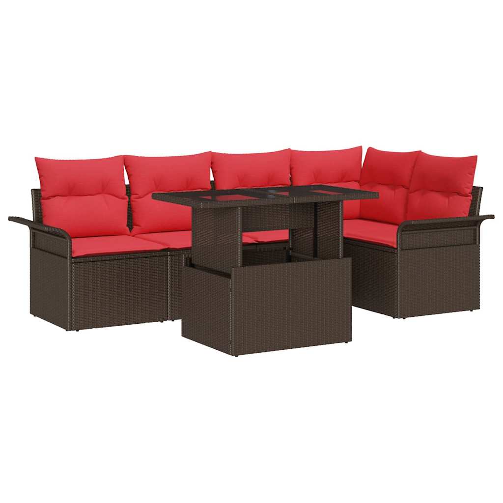 vidaXL Tuin Sofa Set met kussen 6 pcs Zwart Poly riet